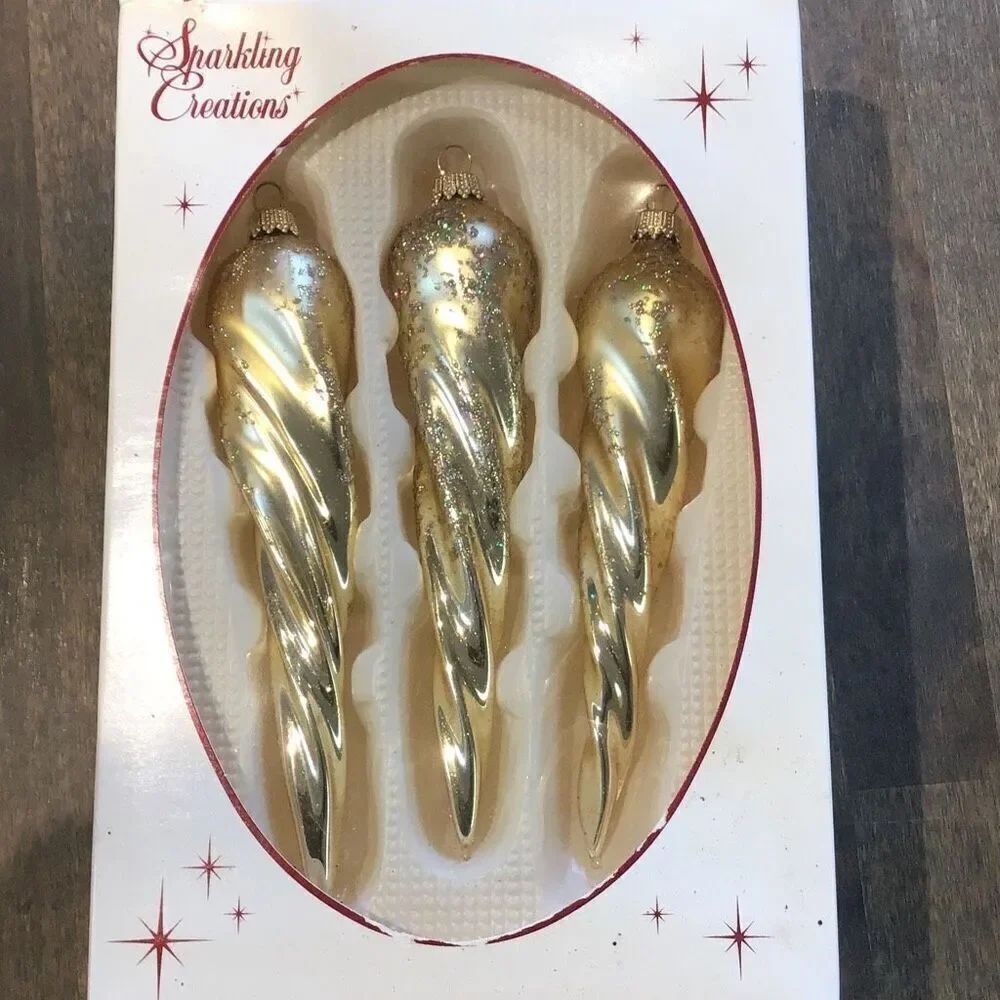 Vintage golden German made glass ornaments